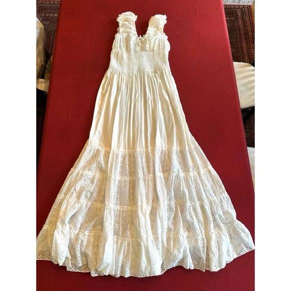 Solitaire Swim White Eyelet Maxi Tiered Dress, NWT, M - Picture 12 of 15
